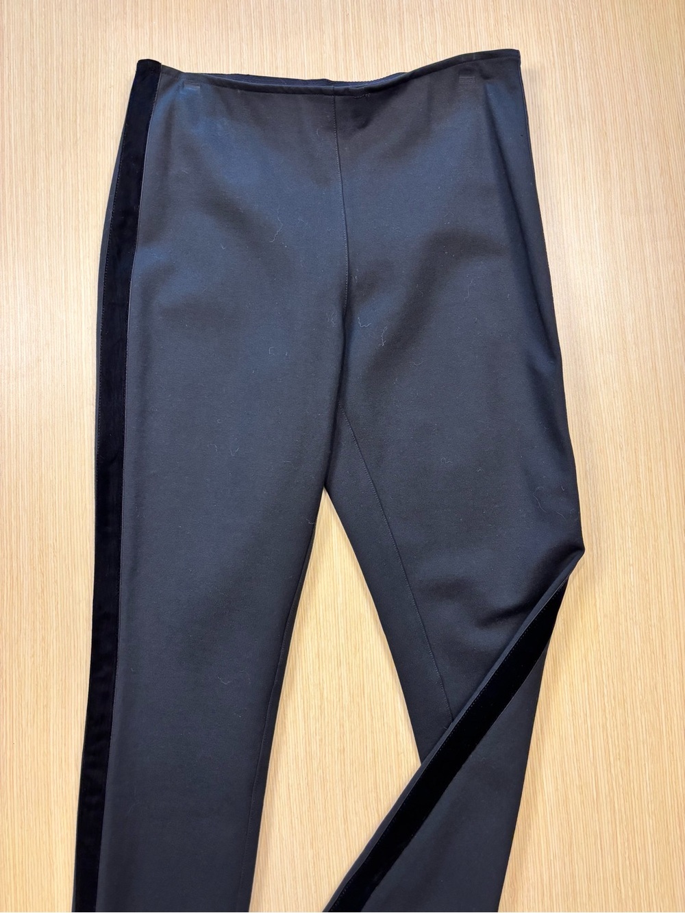 Polo Ralph Lauren Velvet Tuxedo Stripe Ankle Zip Ponte Leggings Pants Black Sz 8